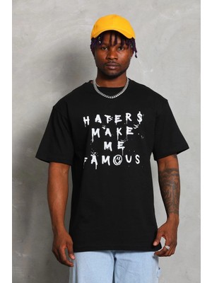 Hace Bazaar Oversize Baskılı Bisiklet Yaka T-Shirt - Siyah -Hcb