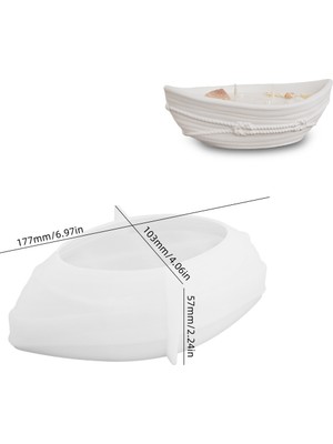 Silabor Dekoratif Tekne Silikon Kalıp | Mumluk, Saksı ve Organizer Döküm Kalıbı | Alçı & Çimento Için | 1 Adet 177MM 57MM