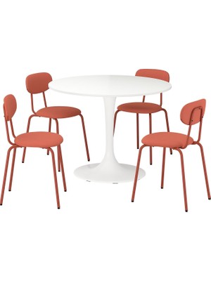 Hobiurun Mutfak Masası Takımı , Beyaz/remmarn Kırmızı-Kahverengi, 4 Sandalyeli, Sabit, 103 cm