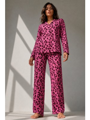 Fit Women Kadın Uzun Kol Pamuklu Lila Pijama Takımı