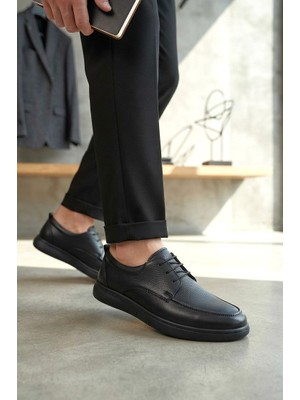 Zerenyus ZRJ0510 Business Casual Bağcıklı Erkek Klasik Ayakkabı - Siyah