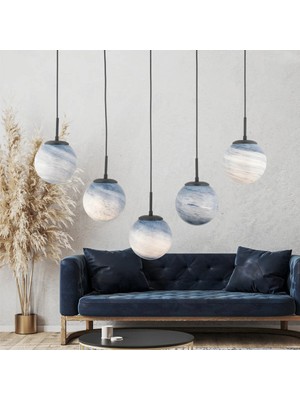 St. Morritz Efser 5li Sıralı Avize Modern Oturma Odası Salon Sarkıt Avize