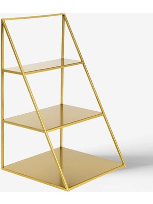 St. Morritz 3 Katlı Gold Piramit Metal Organizer - Çok Amaçlı Aksesuar Rafı - Stardust