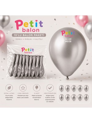 Gemar 10'lu Metalik Gri Balon (A Kalite)