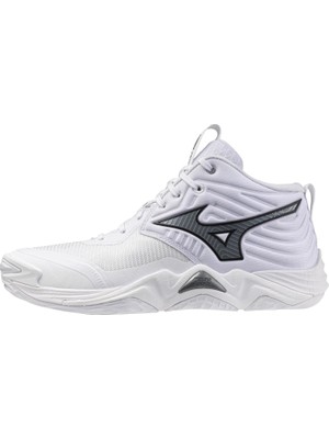 Mizuno Wave Momentum Elite Mıd Unisex Voleybol Ayakkabısı Beyaz / Gri