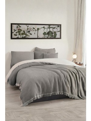 Dokuvia Natura Soft Ekru 4 Kat Müslin Çift Kişilik Yatak Örtüsü 220X230 cm %100 Pamuk Çok Amaçlı Koltuk Örtüsü ve Tv Battaniyesi