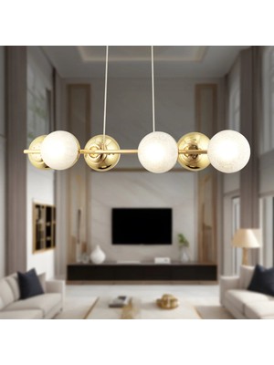 St. Morritz Berca 6lı Gold Avize Modern Mutfak Yemek Masası Üstü Yatak Odası Salon Avize