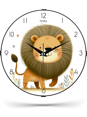 St. Morritz Çocuk Odası Saati Dekoratif Sessiz Aslan Desenli 26CM Pds-26