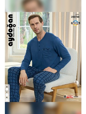 Aydoğan Erkek Aras Kışlık Termal Rahat Petrol Pijama Takımı 0748