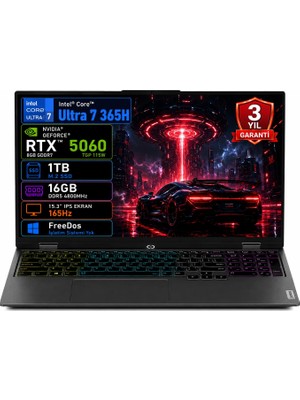 Lenovo Loq 15IPH11 83SL001ATR Intel Core Ultra 7-356H 16GB 1tb SSD RTX5060 8gb Tgp 115W 15.3" IPS 165Hz Freedos Taşınabilir Bilgisayar