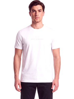Paul & Shark Erkek Normal Kalıp Logo Işlemeli Yuvarlak Yakalı Pamuklu Kısa Kollu Beyaz T-Shirt 16311622A-965