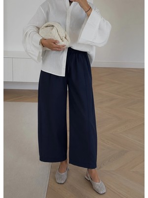 Moda Aksa Chino Dikişli Palon Pantolon Lacivert
