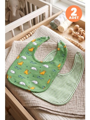 Just Inner Erkek Bebek 2'li Pamuklu Önlük Safari ve Çizgili Desenli Çıtçıtlı Çift Katlı Cilt Dostu (584301)