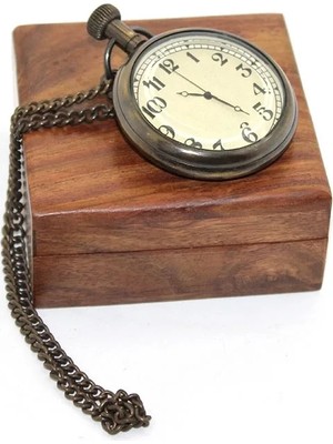Asa Store Ahşap Kutulu Pirinç Köstekli Saat 16155