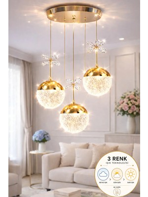 St. Morritz Grate Model Gold Kaplama 3 Renk Salon Mutfak Oturma Odası LED Spor Modern Sarkıt Avize