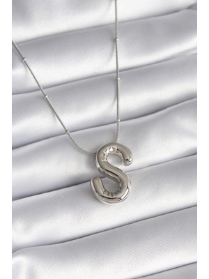 Fuder 316L Çelik Bubble "s" Harf Model Kadın Kolye