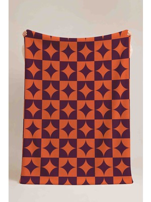 Luvis Store Retro Kavis Geometrik Desenli Çok Amaçlı Polar Battaniye & Örtü