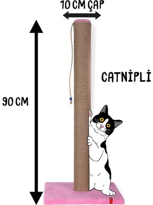 St. Morritz 90CM Catnipli Kalın Borulu Dev Tırmalama Tahtası Pembe Minder Yüzey