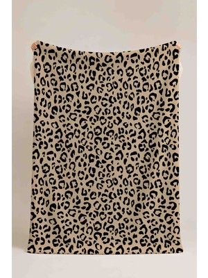 Luvis Store Gold Leopar Desenli Çok Amaçlı Polar Battaniye & Örtü