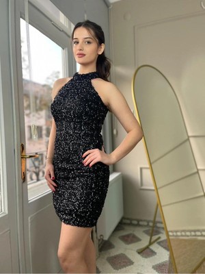 Seri Stefany Mini Payet Elbise – Askılı, Işıltılı Abiye Elbise
