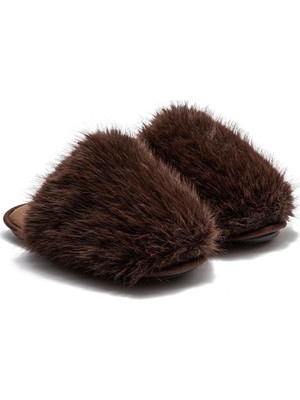 Twigy Twıgy Tw Ella Koyu Kahverengi Kadın Peluş Ev Terliği 37/41