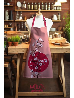 St. Morritz Süet Kumaş Blossom Japan 1 Desenli Mutfak Önlüğü, Aşçı Önlüğü, Garson Önlüğü, Restoran Önlük