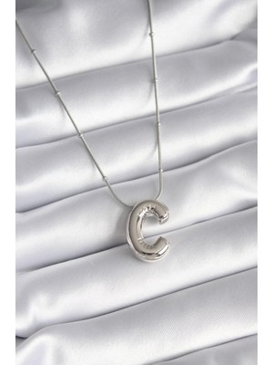 Fuder 316L Çelik Bubble "c" Harf Model Kadın Kolye