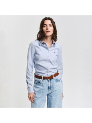 Gant Kadın Mavi Slim Fit Klasik Yaka Oxford Gömlek