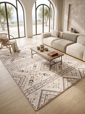 Brillant Etnik Desen Lateks Taban Salon Antre Halı