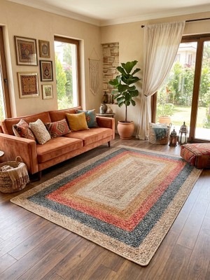 Brillant Sisal Hasır Görünümlü Jüt Lateks Taban Salon Antre Halı