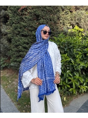 Mooff D Desenli Çift Taraflı Jakar Şal Gri-Siyah