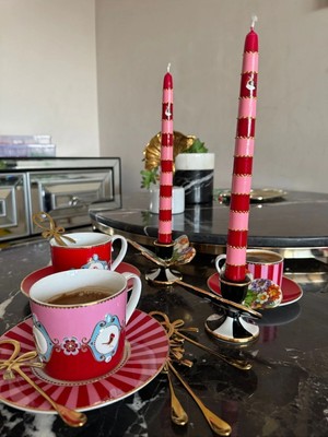 St. Morritz 2 Li Pip  Love Birds Temalı El Boyama Şamdan Mum