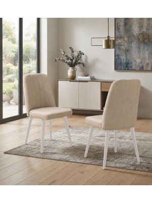 Uvi Collection Vina 2'li Sandalye Beyaz Krem