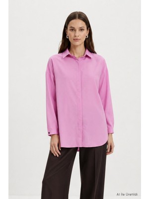 Rays Düğmeli Salaş Tunik 4537 Pembe