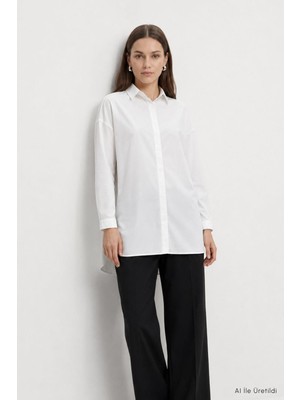 Rays Düğmeli Salaş Tunik 4537 Beyaz
