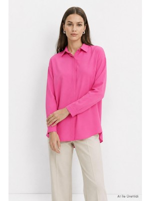 Rays Düğmeli Salaş Tunik 4537 Fuşya