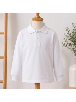 Dereff Polo Yaka Uzun Kollu T-Shirt (Beyaz) 12 Yaş