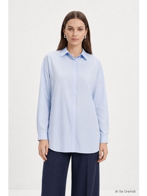Rays Düğmeli Salaş Tunik 4537 Mavi