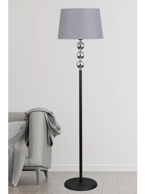 St. Morritz Silva Siyah Krom Metal Lambader Gri Konik Şapka Modern , Yatak Odası, Salon Lambader