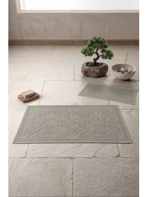 Cotton Box Aura Jakarlı Kaymaz Taban Pamuklu Paspas Seti Vine Vizon 60X90+40X60