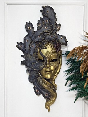 St. Morritz Dekoromi Dekoratif Maske Pano Duvar Heykel (53X26CM)