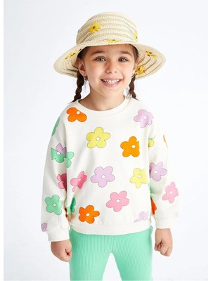 LC Waikiki Lcw Baby Bisiklet Yaka Uzun Kollu Baskılı Kız Bebek Sweatshirt ve Tayt 2'li Takım