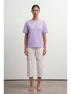 Hays Kadın Pamuklu Kısa Kollu Kapri Pijama Takımı