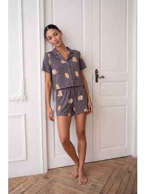 Hays Kadın Pamuklu Kısa Kollu Gömlek Şort Pijama Takımı