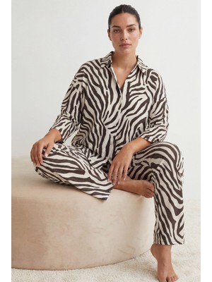 Hays Kadın Plus Size Pamuklu Uzun Kollu Gömlek Pijama Takımı