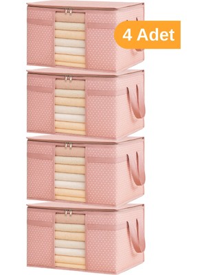 St. Morritz 4 Adet - Pencereli Kazak Hurcu 45 x 40 x 30 cm - Pembe Benekli