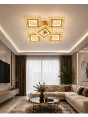 Eray Aydınlatma A016-4+1 Sarı Dimmer Kumandalı LED Avize