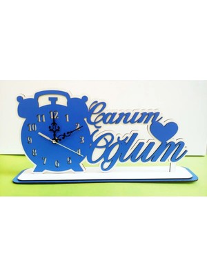 St. Morritz Canım Oğlum Ahşap Masaüstü Kalpli Saat