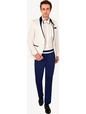 Ysf Erkek Krem Mono Yaka Slim Fit Damatlık