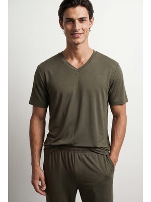 Syah Erkek Modal V Yaka Kısa Kollu T-Shirt